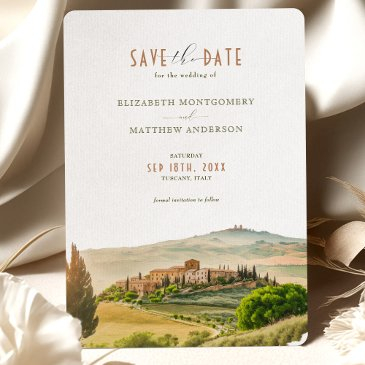 save the date tuscany watercolor italy destination invitation