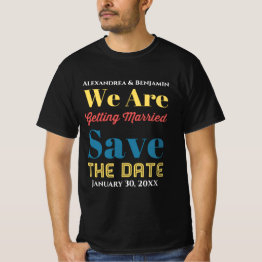 Small Save The Date Wedding Invitation Modern Custom T-shirt Front View