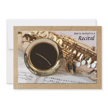 saxophone and sheet music invitation