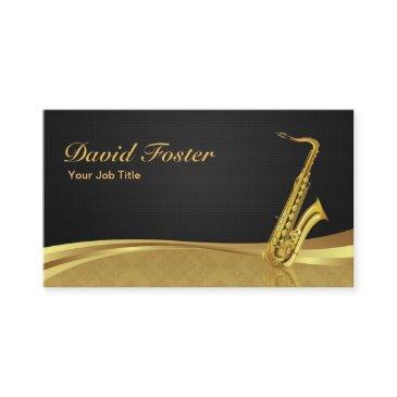 saxophone brass instrument elegant gold damask business invitations