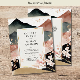 Small Scandinavian Japandi Wedding Theme Cherry Blossom Invitation Front View