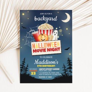 scary backyard halloween movie night birthday invitation