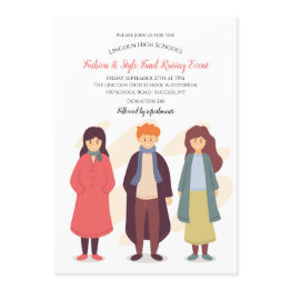 Small School Fashion Show Fundraiser Invitation Front View
