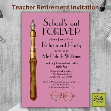school's out forever vintage teachers retirement invitation