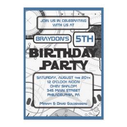 Small Sci-fi Birthday Party Invitation Front View