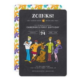 Small Scooby-doo And The Gang Groovy Chalkboard Birthday Invitation Front View