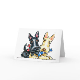 Small Scottie Gingham Cuties Invitations Front View