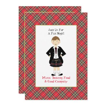 scottish tartan clan plaid personalized party invitation