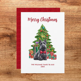 Small Scottish Terrier Christmas Invitations Front View