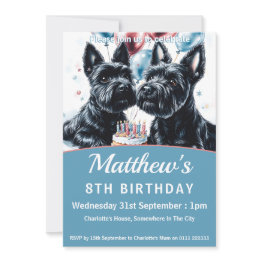 Small Scottish Terriers Birthday Party Invitation Front View
