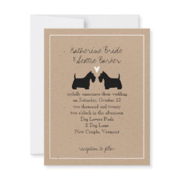 Small Scottish Terriers Wedding Invitation Front View