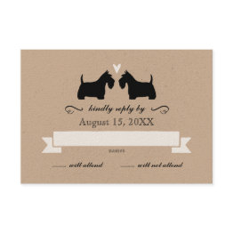 Small Scotty Dog Silhouettes Wedding Rsvp Response Front View