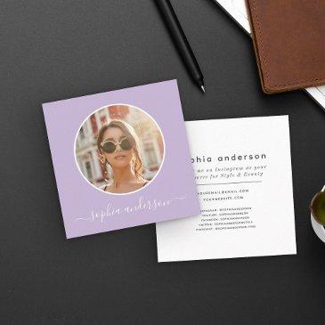 script modern chic photo lilac purple social media calling invitations