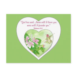 Small Scripture Hebrews 19:5 Never Will I Leave You Postinvitations Front View