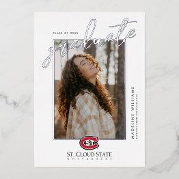Small Scsu Athletic C-logo | Classic Serif Text Foil Invitation Front View