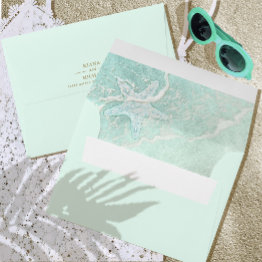Small Sea Foam Beach Starfish Wedding Id837 Envelope Front View