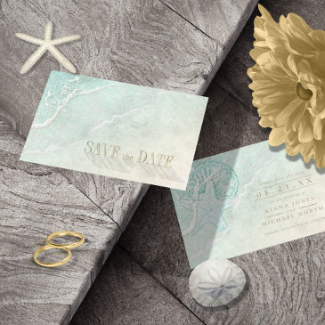 sea foam beach wedding id837 save the date