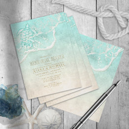Small Sea Foam Beach Wedding Rehearsal Dinner Id837 Invitation Front View