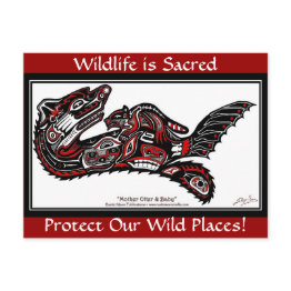 Small Sea Otter & Baby (haida Styled) Postinvitations Front View