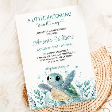 sea turtle cute baby shower invitation