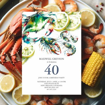 seafood boil 40th birthday invitations