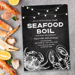Small Seafood Boil Chalk Invitation Front View