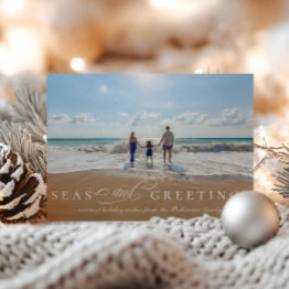 Small Seas And Greetings Single Photo Nautical Holiday Invitations Front View