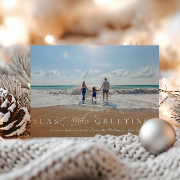 seas and greetings single photo nautical holiday invitations