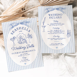 Small Seashells & Wedding Bells Bachelorette Itinerary Invitation Front View