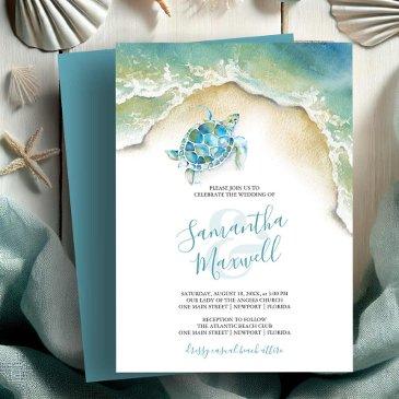 seaside wedding invitations watercolor sea turtle