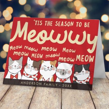 season to be meowwy funny cute cats caroling holiday invitations
