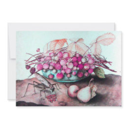 Small Season's Fruits / Strawberries And Pears Announcement Front View