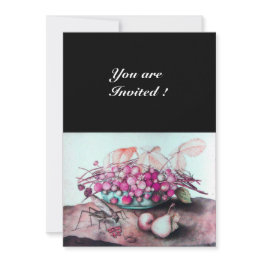 Small Season's Fruits / Strawberries And Pears Invitation Front View