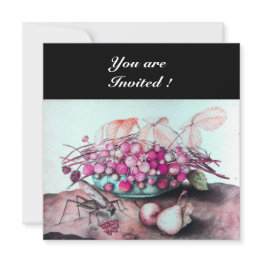 Small Season's Fruits / Strawberries And Pears Invitation Front View