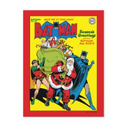 Small Season's Greetings From Batman And Robin Holiday Postinvitations Front View