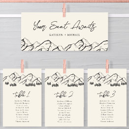 Small Seating Chart Header Modern Mountain Outdoor Invitations Front View