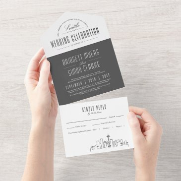 seattle deco skyline | wedding all in one invitation