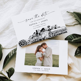 Small Seattle Skyline Wedding Save The Date Invitations Front View