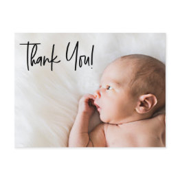 Small Second Baby Custom Photo Thank You Script Birth Announcement Postinvitations Front View