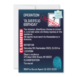 Small Secret Agent Detective Spy Mystery Party Invitation Front View