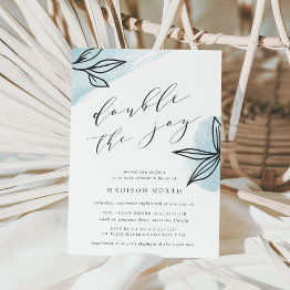 Small Secret Garden Twins Baby Shower Invitation Front View