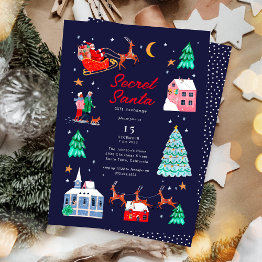 Small Secret Santa Christmas Holiday Party Invitation Front View
