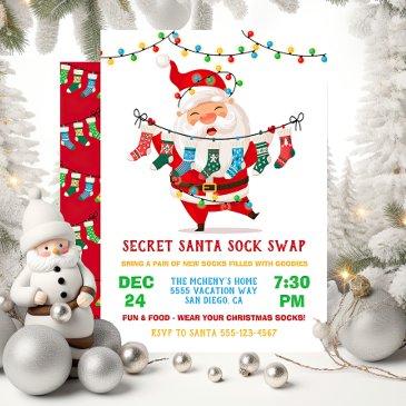 secret santa sock swap exchange party invitation
