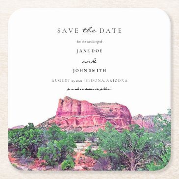 sedona arizona paper coaster save the date