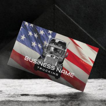 semi truck professional trucking american flag business invitations