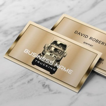 semi truck professional trucking modern gold frame business invitations