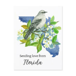 Small Sending Love From Florida Mockingbird Orange Postinvitations Front View