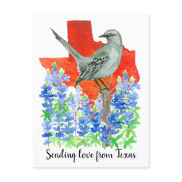 Small Sending Love From Texas Mockingbird Bluebonnets Postinvitations Front View