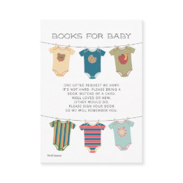 Small Sesame Pals Bodysuits Baby Shower Book Request Enclosure Invitations Front View