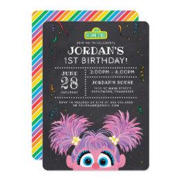 Small Sesame Street | Abby Cadabby Chalkboard Birthday Invitation Front View